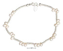 Silver Bracelets Sterling Silver 9" Freshwater Pearl Cluster On 2MM Bead Chain Anklet JadeMoghul Inc.