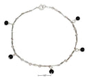 Silver Bracelets Sterling Silver 9" Onyx Bead Anklet JadeMoghul Inc.