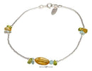 Silver Bracelets Sterling Silver 9" Peridot, Citrine, Blue Topaz Nuggets On Liquid Silver Anklet JadeMoghul Inc.