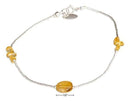 Silver Bracelets Sterling Silver 9" Triple Cluster And Oval Citrine On Liquid Silver Anklet JadeMoghul Inc.