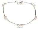 Silver Bracelets Sterling Silver 9" Triple White Freshwater Pearl Clusters On Liquid Silver Anklet JadeMoghul Inc.