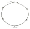 Silver Bracelets Sterling Silver Bracelet: 10"-11" Adjustable Bead Chain And Puffed Heart Anklet JadeMoghul