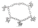 Silver Bracelets Sterling Silver Bracelet: 7" Assorted Puppy Dog Charm Bracelet JadeMoghul