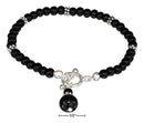 Silver Bracelets Sterling Silver Bracelet: 7" Beaded Simulated Onyx Toggle Bracelet JadeMoghul