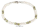 Silver Bracelets Sterling Silver Bracelet: 7" Freshwater Cultured Pearl Bracelet With Peridot Accents JadeMoghul Inc.