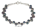 Silver Bracelets Sterling Silver Bracelet: 7" Liquid Silver Gray Fresh Water Cultured Pearl Bracelet JadeMoghul