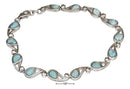 Silver Bracelets Sterling Silver Bracelet: 8.5" Paisley Link Larimar Bracelet JadeMoghul Inc.