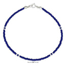 Silver Bracelets Sterling Silver Bracelet: 9" Dark Blue And Silver Beaded Anklet JadeMoghul