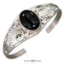 Silver Bracelets Sterling Silver Bracelet: Fancy Large Oval Simulated Onyx Cabochon Cuff Bracelet JadeMoghul