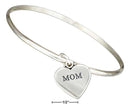 Silver Bracelets Sterling Silver Bracelet: "Mom" Heart Bangle Bracelet JadeMoghul Inc.