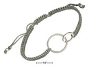 Silver Bracelets Sterling Silver Double Rings Bracelet On 6"-9" Medium Weight Macrame Gray Cord JadeMoghul Inc.
