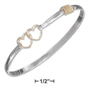 Silver Bracelets Sterling Silver Two-Tone Double Open Hearts Bangle Bracelet JadeMoghul Inc.