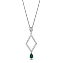 Silver Charms & Pendants Chain Necklace 3W1026 Rhodium Brass Chain Pendant with Synthetic in Emerald Alamode Fashion Jewelry Outlet