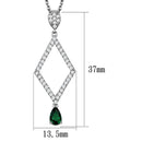 Silver Charms & Pendants Chain Necklace 3W1026 Rhodium Brass Chain Pendant with Synthetic in Emerald Alamode Fashion Jewelry Outlet