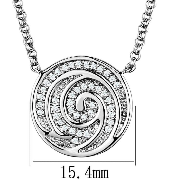 Silver Charms & Pendants Chain Necklace 3W1029 Rhodium Brass Chain Pendant with AAA Grade CZ Alamode Fashion Jewelry Outlet