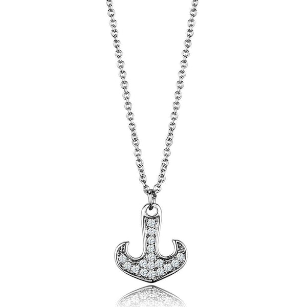 Silver Charms & Pendants Chain Necklace 3W1035 Rhodium Brass Chain Pendant with AAA Grade CZ Alamode Fashion Jewelry Outlet