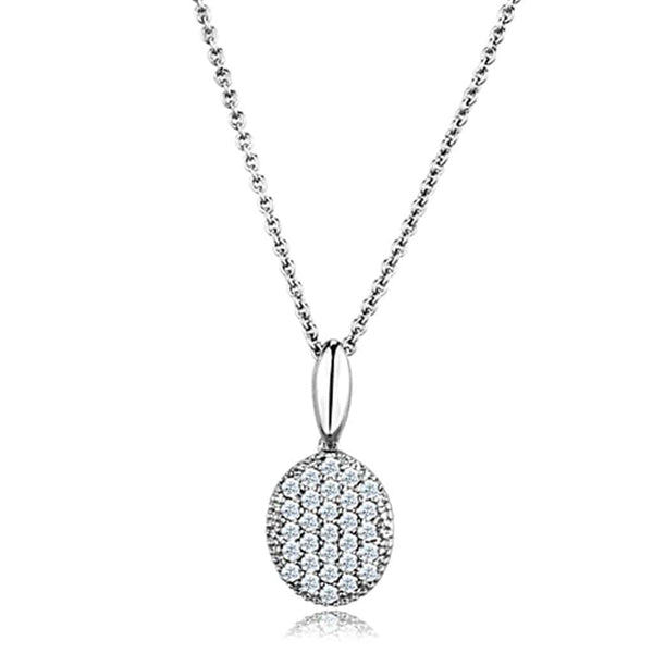 Chain Necklace 3W716 Rhodium Brass Chain Pendant with AAA Grade CZ