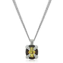 Chain Necklace LO2641 Rhodium+Hematite Brass Chain Pendant with CZ