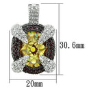 Chain Necklace LO2641 Rhodium+Hematite Brass Chain Pendant with CZ