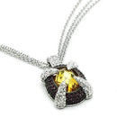 Chain Necklace LO2641 Rhodium+Hematite Brass Chain Pendant with CZ