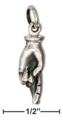 Silver Charms & Pendants Sterling Silver Charm: 3D Hand With Crossed Fingers Charm JadeMoghul Inc.