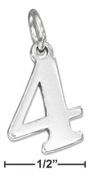 Silver Charms & Pendants Sterling Silver Charm: "4" Number Charm JadeMoghul