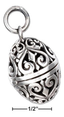 Silver Charms & Pendants Sterling Silver Charm: Antiqued Filigree Egg Locket JadeMoghul
