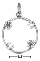 Silver Charms & Pendants Sterling Silver Charm: Antiqued Four Charm Lucky Penny Holder JadeMoghul