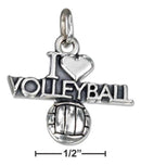 Silver Charms & Pendants Sterling Silver Charm: Antiqued "i Heart Volleyball" Charm With A Volleyball JadeMoghul