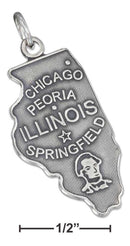 Silver Charms & Pendants Sterling Silver Charm: Antiqued Illinois State Charm JadeMoghul