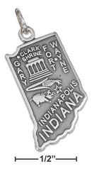 Silver Charms & Pendants Sterling Silver Charm: Antiqued Indiana State Charm JadeMoghul