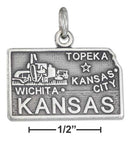 Silver Charms & Pendants Sterling Silver Charm: Antiqued Kansas State Charm JadeMoghul