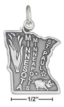 Silver Charms & Pendants Sterling Silver Charm: Antiqued Minnesota State Charm JadeMoghul