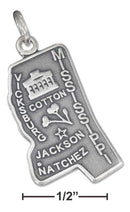 Silver Charms & Pendants Sterling Silver Charm: Antiqued Mississippi State Charm JadeMoghul