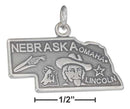 Silver Charms & Pendants Sterling Silver Charm: Antiqued Nebraska State Charm JadeMoghul