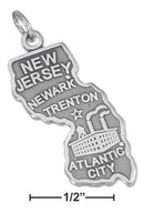 Silver Charms & Pendants Sterling Silver Charm: Antiqued New Jersey State Charm JadeMoghul