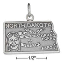Silver Charms & Pendants Sterling Silver Charm: Antiqued North Dakota State Charm JadeMoghul