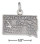 Silver Charms & Pendants Sterling Silver Charm: Antiqued South Dakota State Charm JadeMoghul