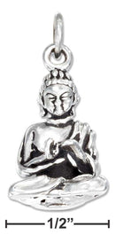 Silver Charms & Pendants Sterling Silver Charm: Antiqued Three Dimensional Young Lotus Buddha Charm JadeMoghul