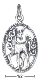 Silver Charms & Pendants Sterling Silver Charm: Antiqued Unicorn Charm In Oval JadeMoghul