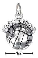 Silver Charms & Pendants Sterling Silver Charm: Antiqued "volleyball" Charm On Top Of A Volleyball JadeMoghul