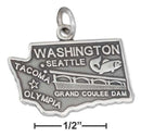 Silver Charms & Pendants Sterling Silver Charm: Antiqued Washington State Charm JadeMoghul
