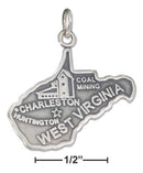 Silver Charms & Pendants Sterling Silver Charm: Antiqued West Virginia State Charm JadeMoghul