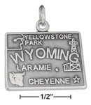Silver Charms & Pendants Sterling Silver Charm: Antiqued Wyoming State Charm JadeMoghul
