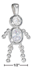 Silver Charms & Pendants Sterling Silver Charm: April Clear Cubic Zirconia Birthstone Boy Pendant JadeMoghul