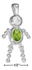Silver Charms & Pendants Sterling Silver Charm: August Light Green Cubic Zirconia Birthstone Boy Pendant JadeMoghul
