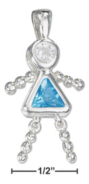 Silver Charms & Pendants Sterling Silver Charm: December Aqua Blue Cubic Zirconia Birthstone Girl Pendant JadeMoghul