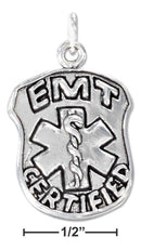Silver Charms & Pendants Sterling Silver Charm: Emergency Medical Technician "emt Certified" Badge Charm JadeMoghul