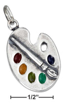 Silver Charms & Pendants Sterling Silver Charm: Enamel Artist Palette Charm With Paint And Brush JadeMoghul