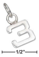 Silver Charms & Pendants Sterling Silver Charm: Fine Lined "3" Number Charm JadeMoghul